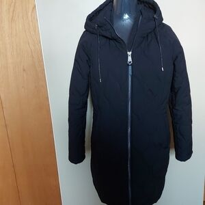 Effortless City Style DKNY Quilted Winter Coat Longline Black Warm Outerwear M